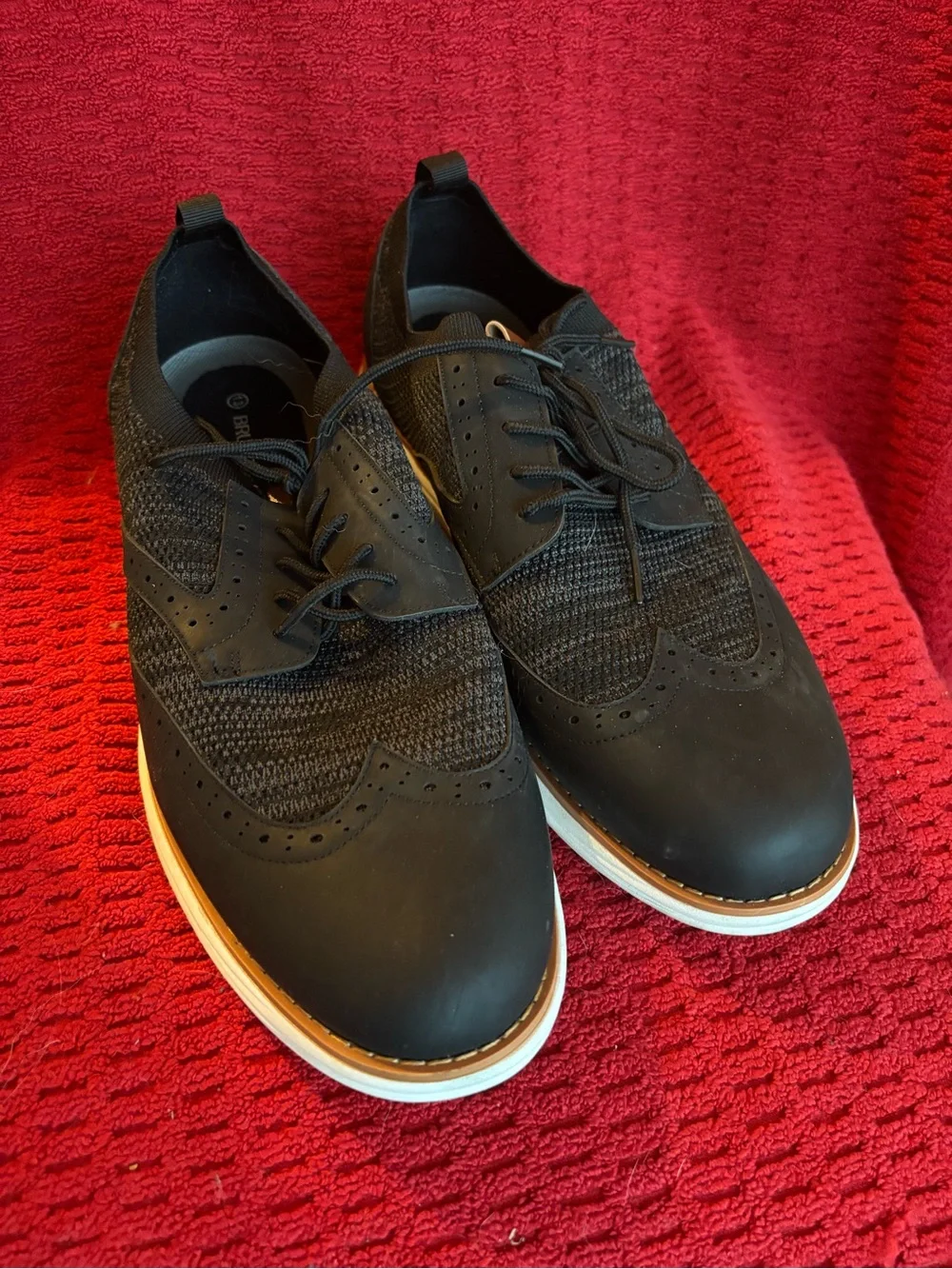 Men's Black Knit Wingtip Derby Oxfords